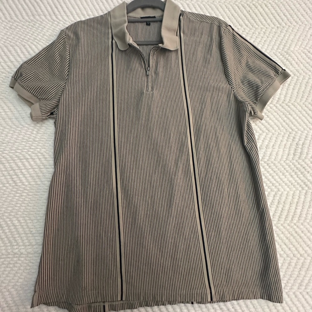 Express Men's Polo Shirt - Black and Tan - Large